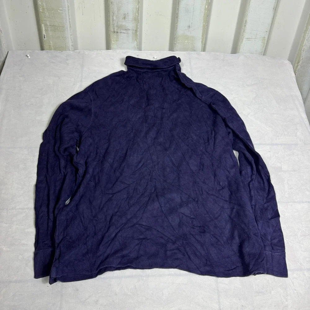 VTG Polo Ralph Lauren Mens Sweater Blue Knit Pony Logo‎ Quarter-Zip Pullover XL